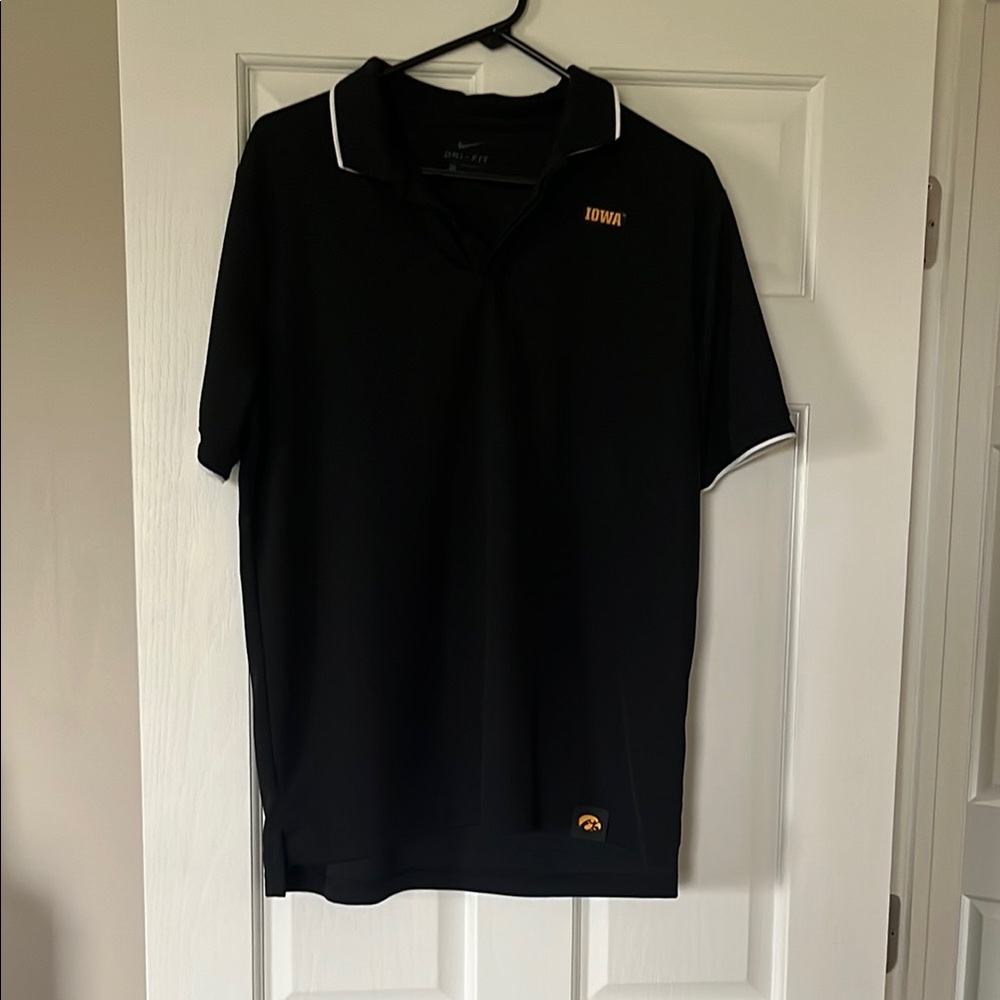 Nike Black Iowa Hawkeyes Polo Classic Shirt with Embroidered Logo